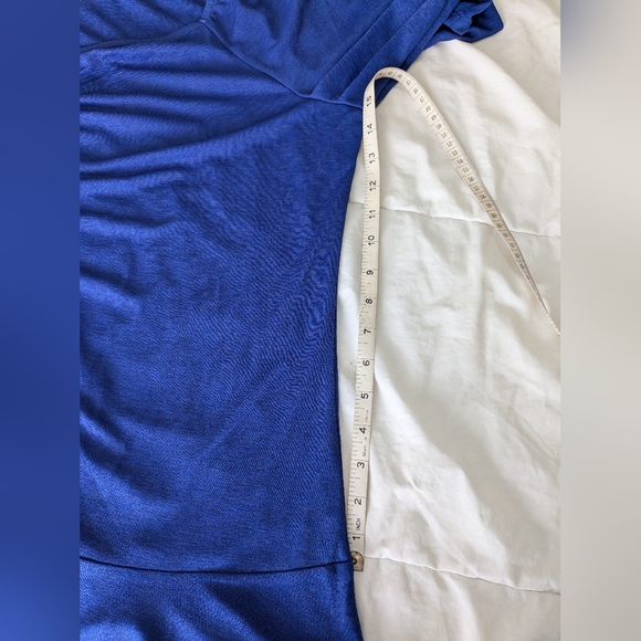 Addition Elle, Royal blue, 3/4 length sleeve, crepe shirt with ruffled hem. - Picture 9 of 16